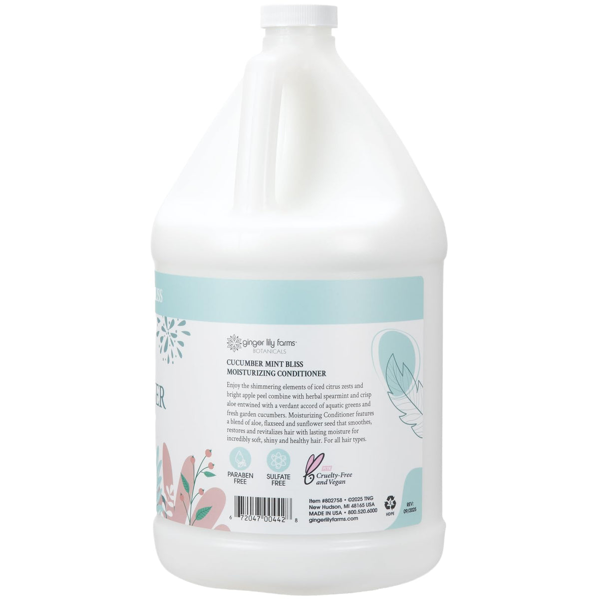 Ginger Lily Farms conditioner being poured showing easy refill convenience