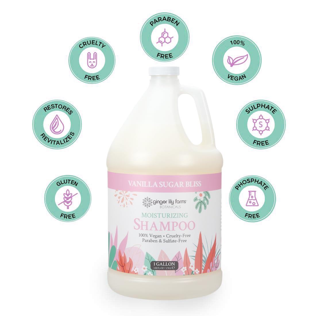Ginger Lily Farms pouring shampoo into dispenser to show easy refill and waste reduction