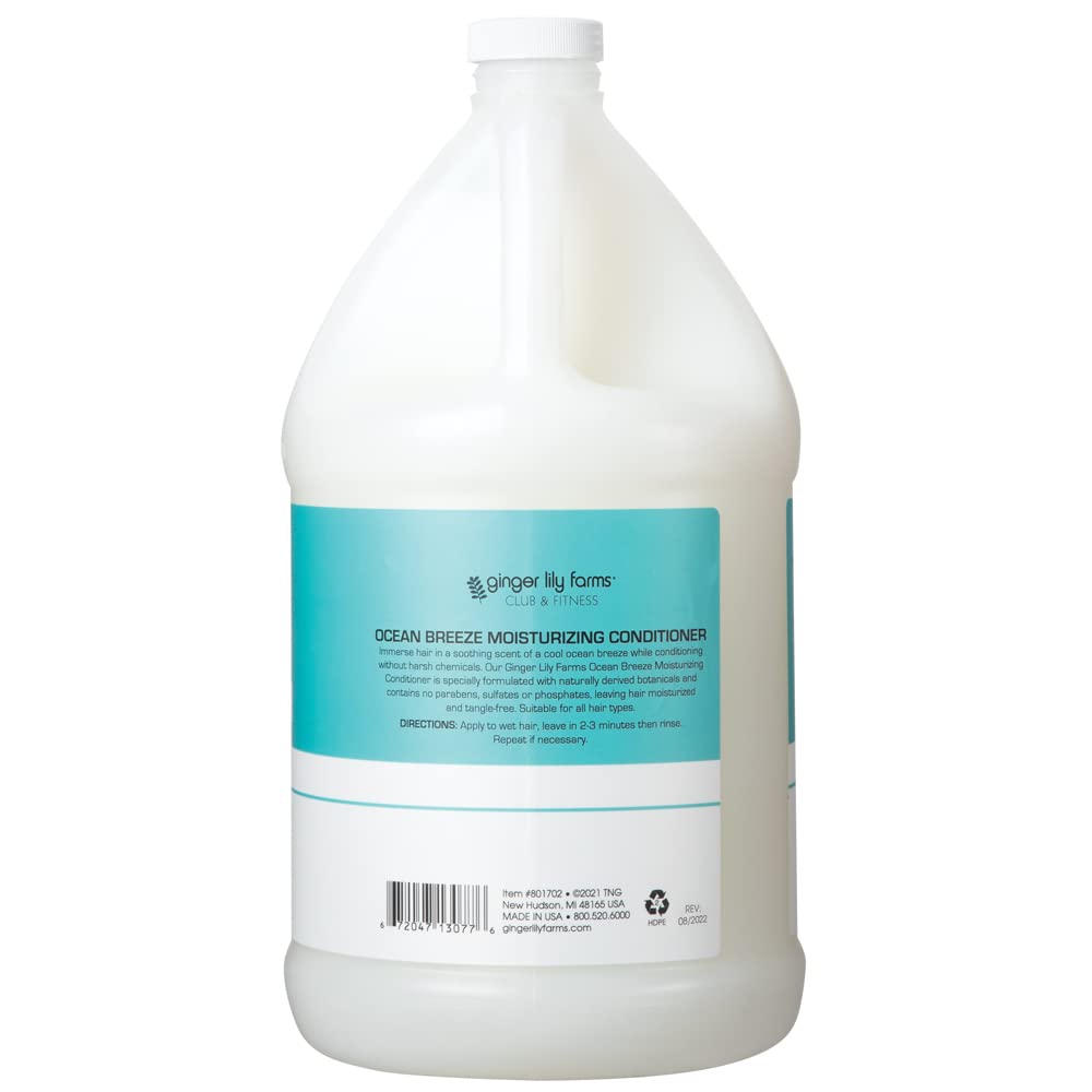 Ginger Lily Farms pouring conditioner from gallon refill for economical use