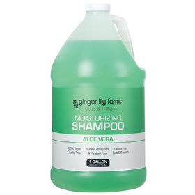 Ginger Lily Farms pouring shampoo refill into dispenser for fast, low-waste restocking