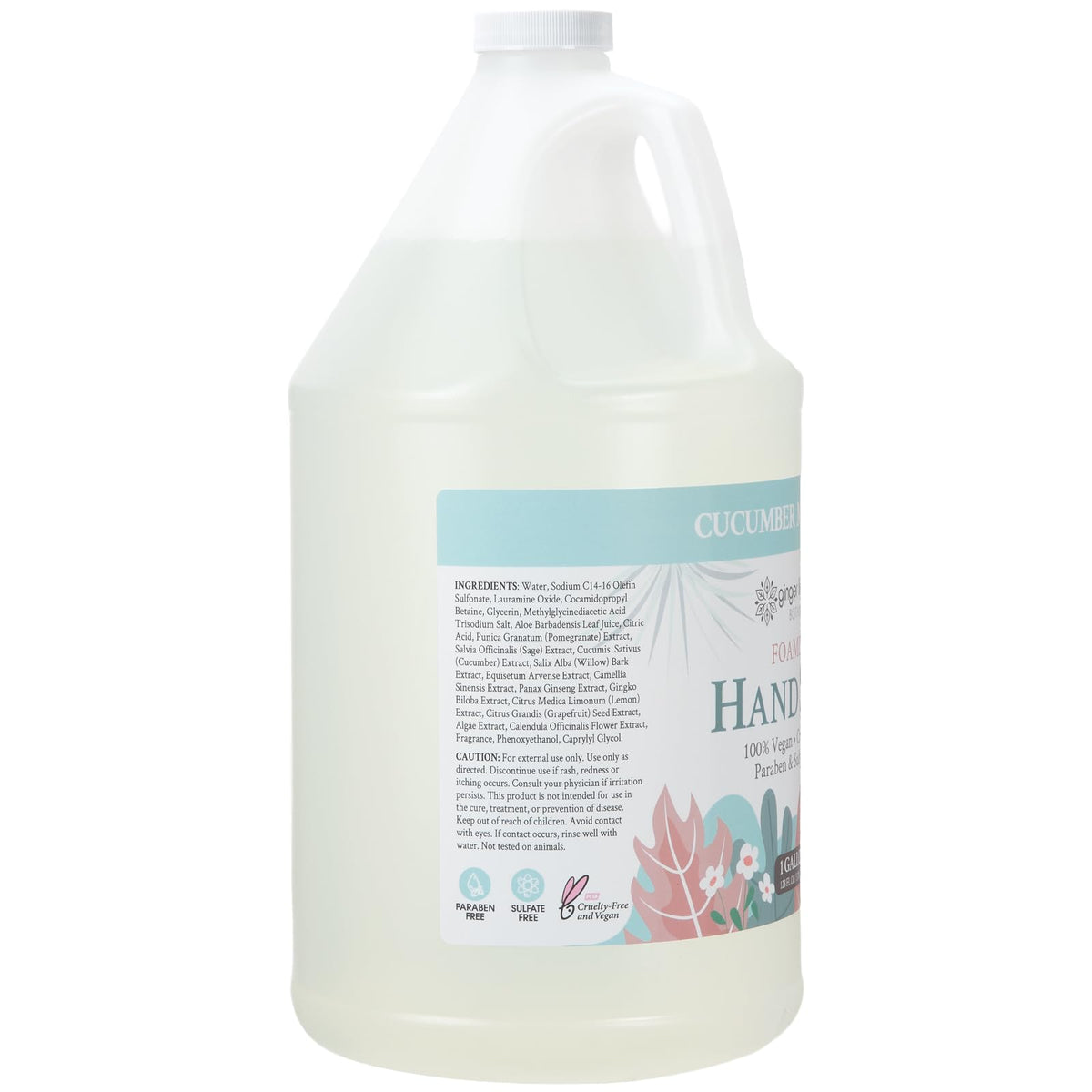 Ginger Lily Farms pouring refill into a foaming dispenser for reduced waste