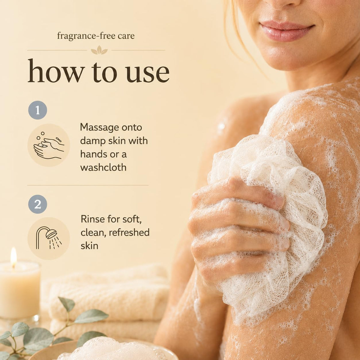 Ginger Lily Farms pouring into shower dispenser for economical refills