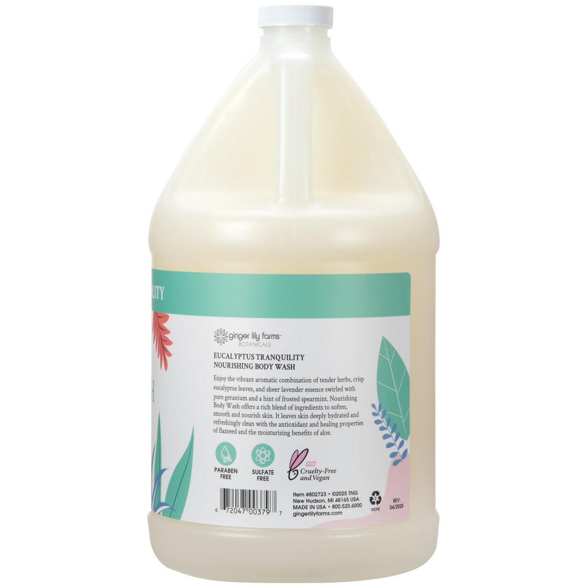 Ginger Lily Farms pouring gallon refill into dispenser for convenient reuse