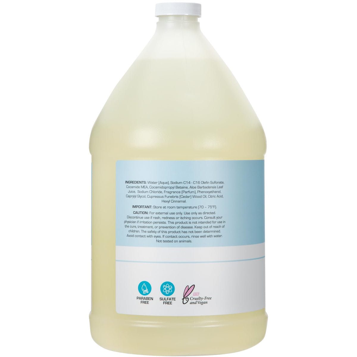 Ginger Lily Farms pouring liquid soap into dispenser for economical refill