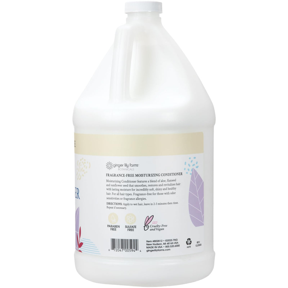 Ginger Lily Farms pouring conditioner into dispenser for economical refills