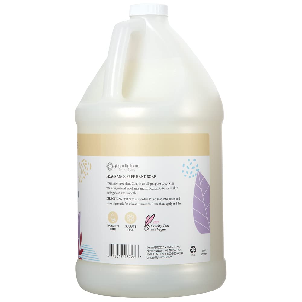Ginger Lily Farms pouring refill into dispenser for less plastic waste