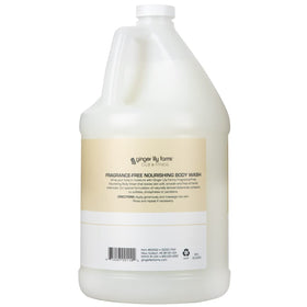 Ginger Lily Farms refill being poured into dispenser for economical restocking