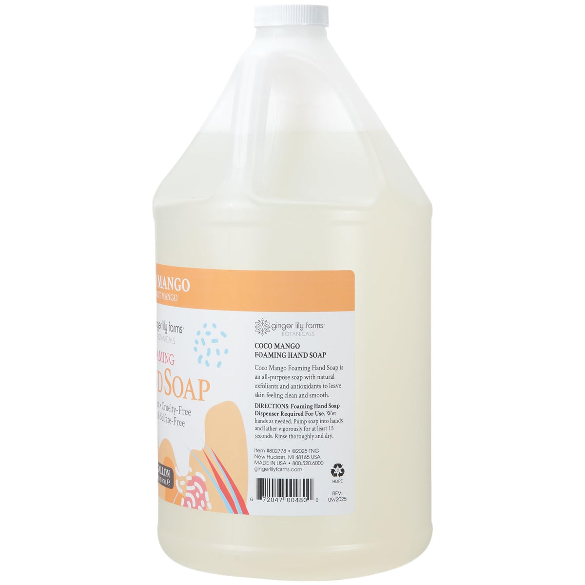Ginger Lily Farms pouring refill into a foaming pump dispenser for easy, mess-free refills