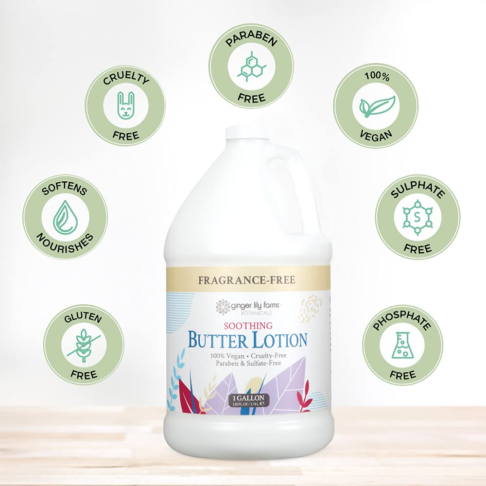Ginger Lily Farms gallon decanted into a pump dispenser for gym or spa use