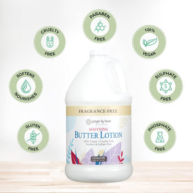 Ginger Lily Farms gallon decanted into a pump dispenser for gym or spa use