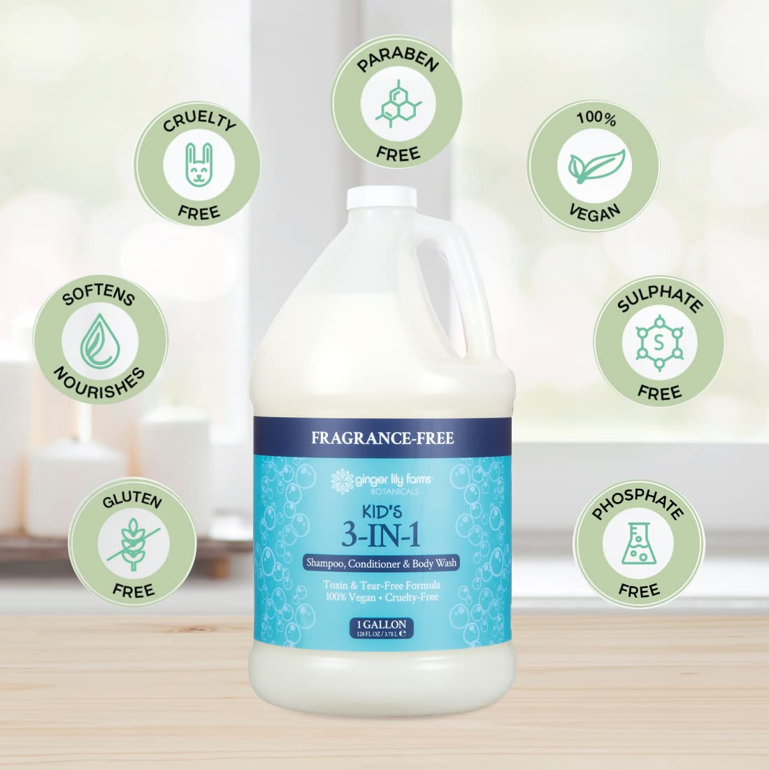 Ginger Lily Farms pouring into dispenser bottle to show refill convenience