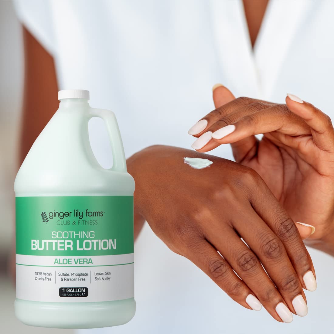 Ginger Lily Farms refill with pump dispenser ready for gym or spa use and reduced waste