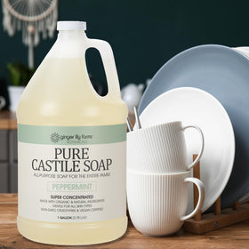 Ginger Lily Farms refill station with gallon for reduced plastic waste