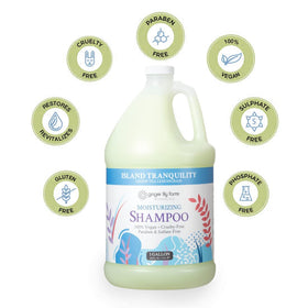 Ginger Lily Farms gallon on salon backbar illustrating professional use