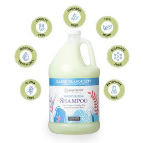 Ginger Lily Farms label showing vegan, PETA-certified and ingredient highlights