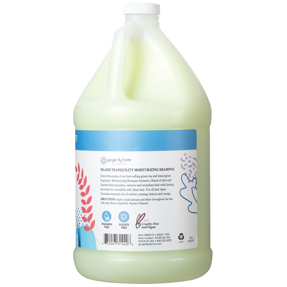 Ginger Lily Farms shampoo poured from pump into hand for easy refilling