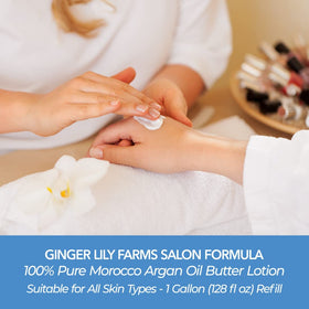 Ginger Lily Farms argan and shea ingredients display highlighting natural sourcing