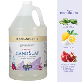 Ginger Lily Farms gallon shown beside a standard bottle to show refill scale