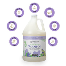Ginger Lily Farms gallon beside common bottles showing refill size convenience
