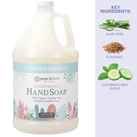 Ginger Lily Farms gallon beside common dispensers, saves money and space