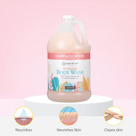 Ginger Lily Farms gallon held in hand to show scale and economical refill size