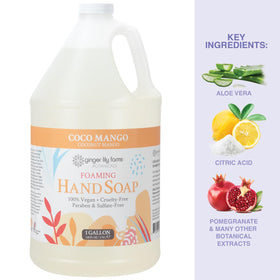 Ginger Lily Farms gallon next to a hand soap bottle showing scale for volume understanding