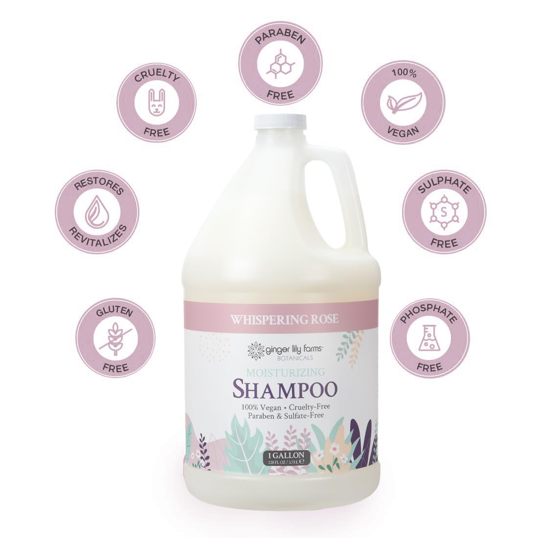 Ginger Lily Farms gallon held in hand to demonstrate scale and economical refill size