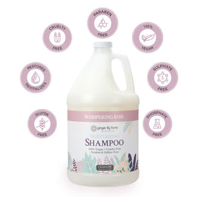 Ginger Lily Farms gallon held in hand to demonstrate scale and economical refill size