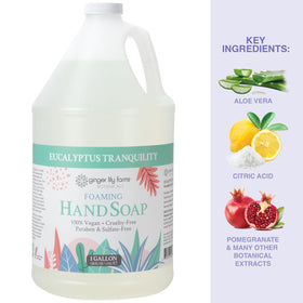 Ginger Lily Farms size scale comparison showing one-gallon value and refills