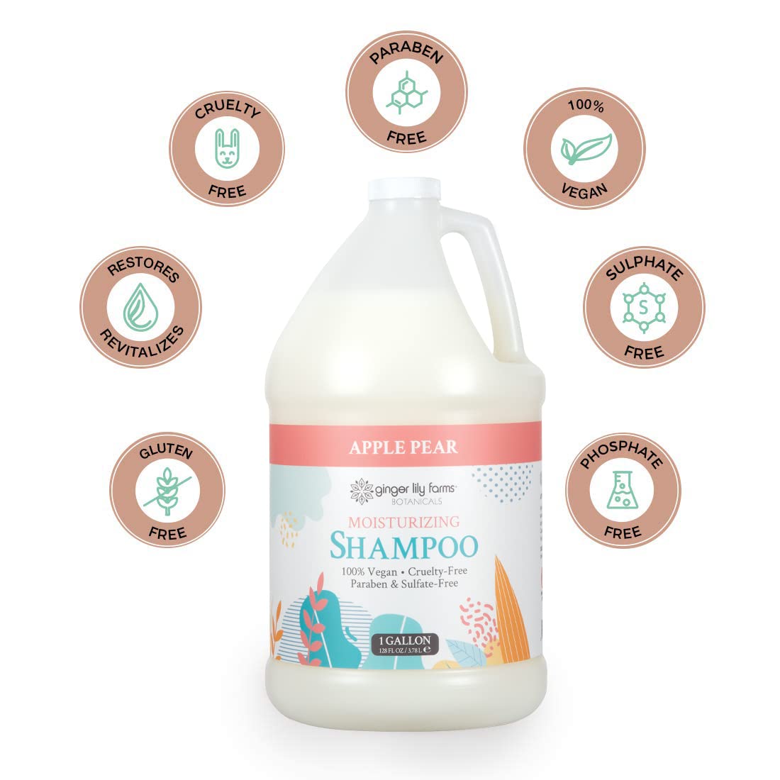 Ginger Lily Farms gallon next to common items to show 128 fl oz scale
