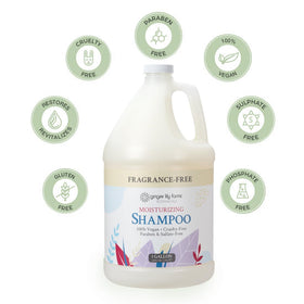 Ginger Lily Farms shampoo lather close-up demonstrating gentle cleansing benefit