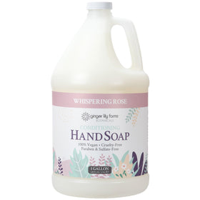 Ginger Lily Farms gallon bottle front view showing packaging and refill benefit