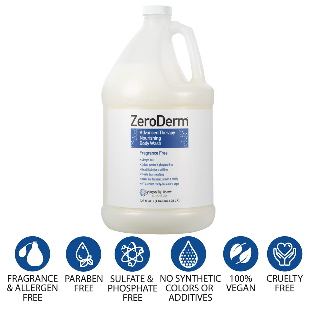 Ginger Lily Farms gallon next to a hand to show size and economical benefit