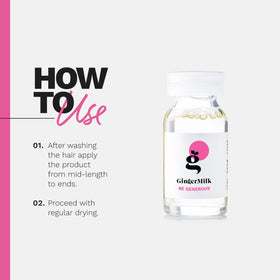 Ginger Milk applying ampoule to mid‑length hair for instant smoothness benefit