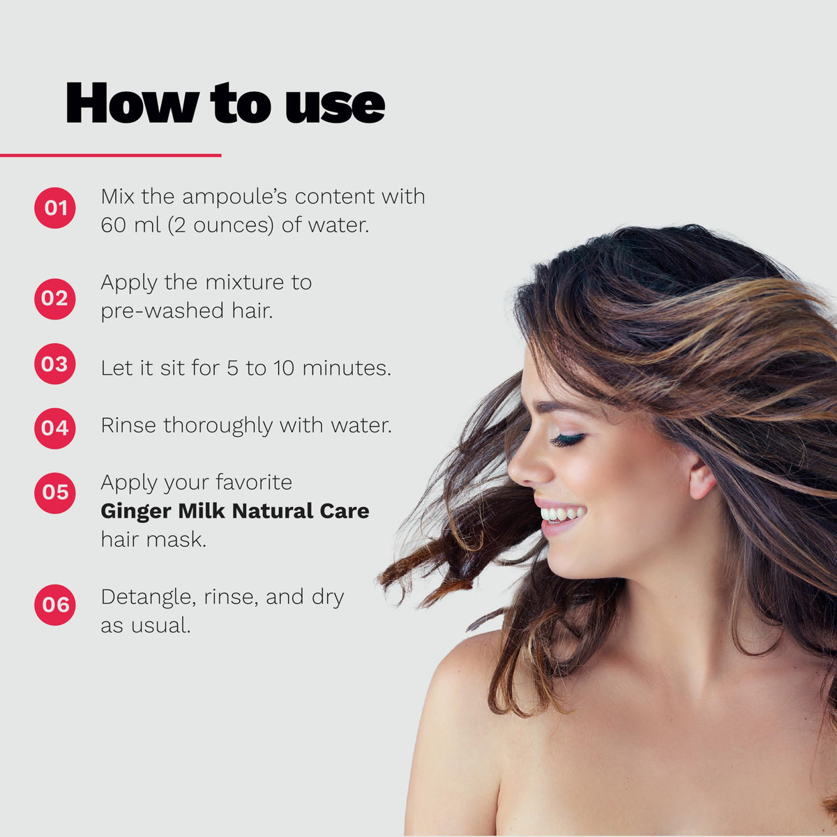 Ginger Milk before and after split ends comparison for visible repair