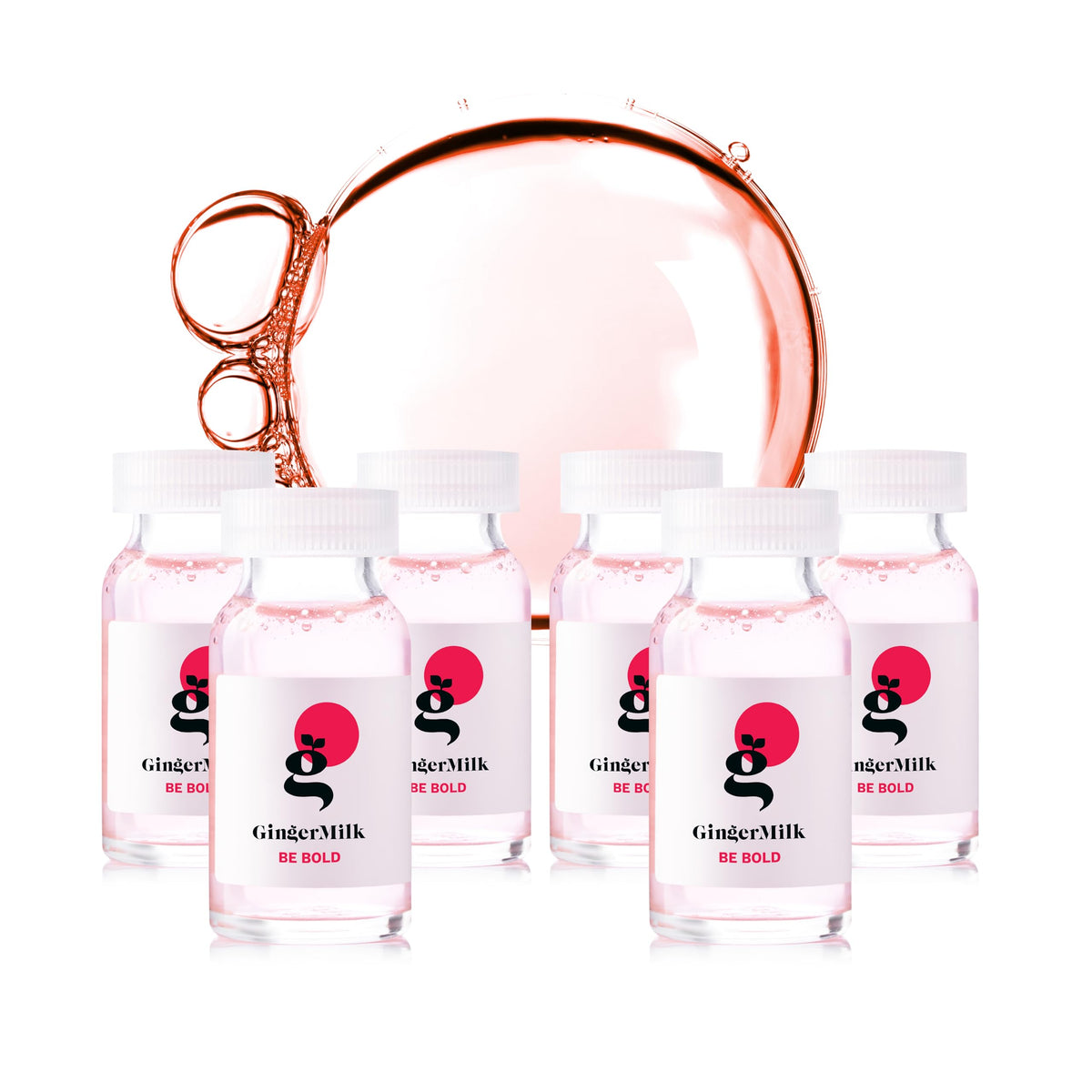 Ginger Milk ampoule front packaging showing six-dose set and benefits