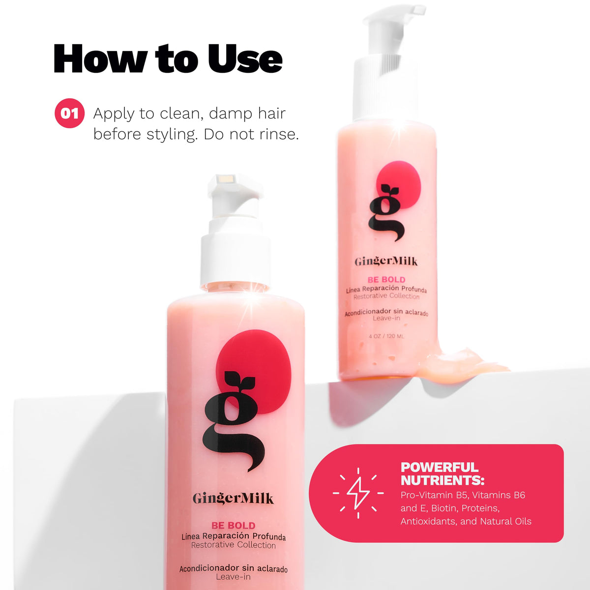 Ginger Milk application on damp hair demonstrating smooth detangling
