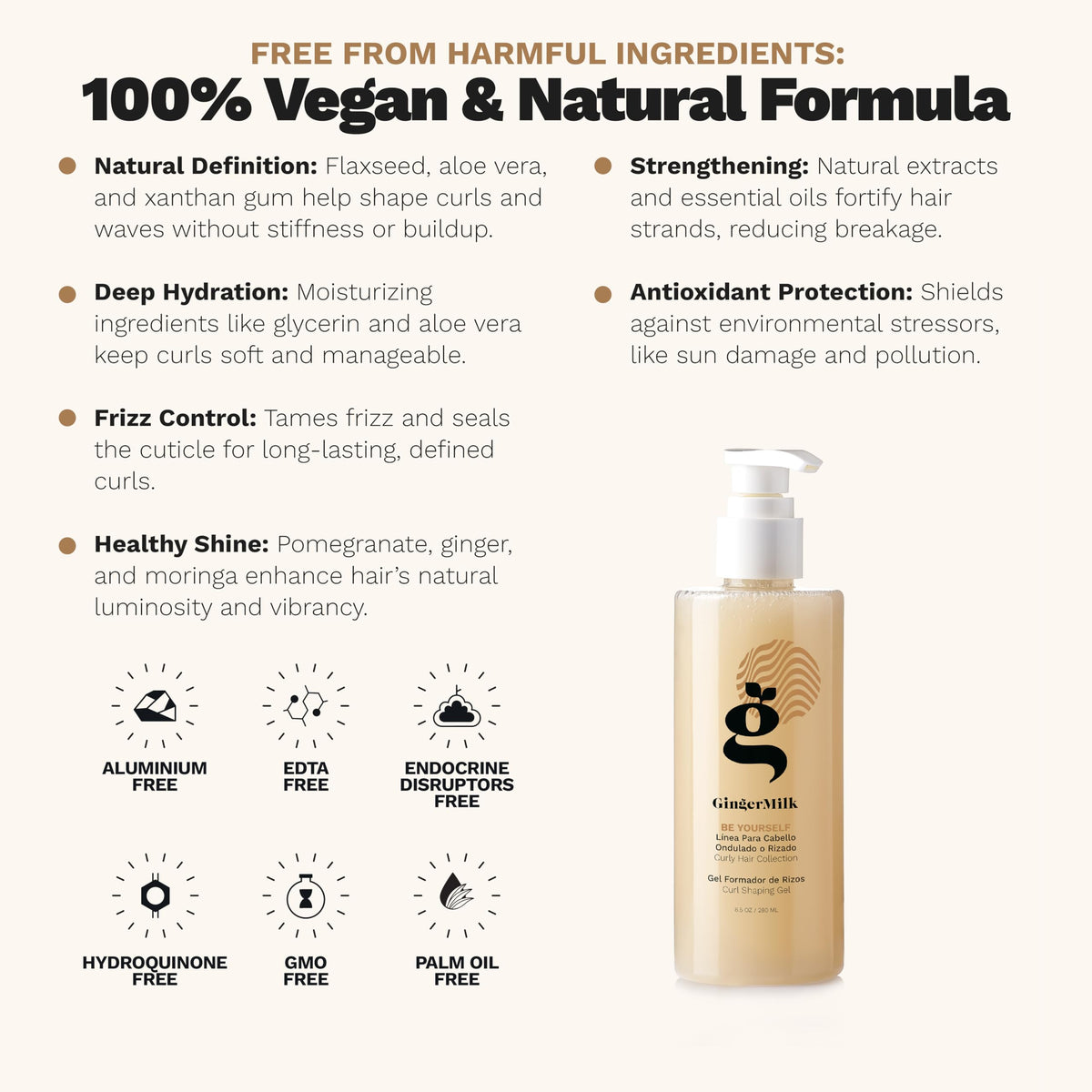 Ginger Milk applied on damp curls for hydrated, defined styling