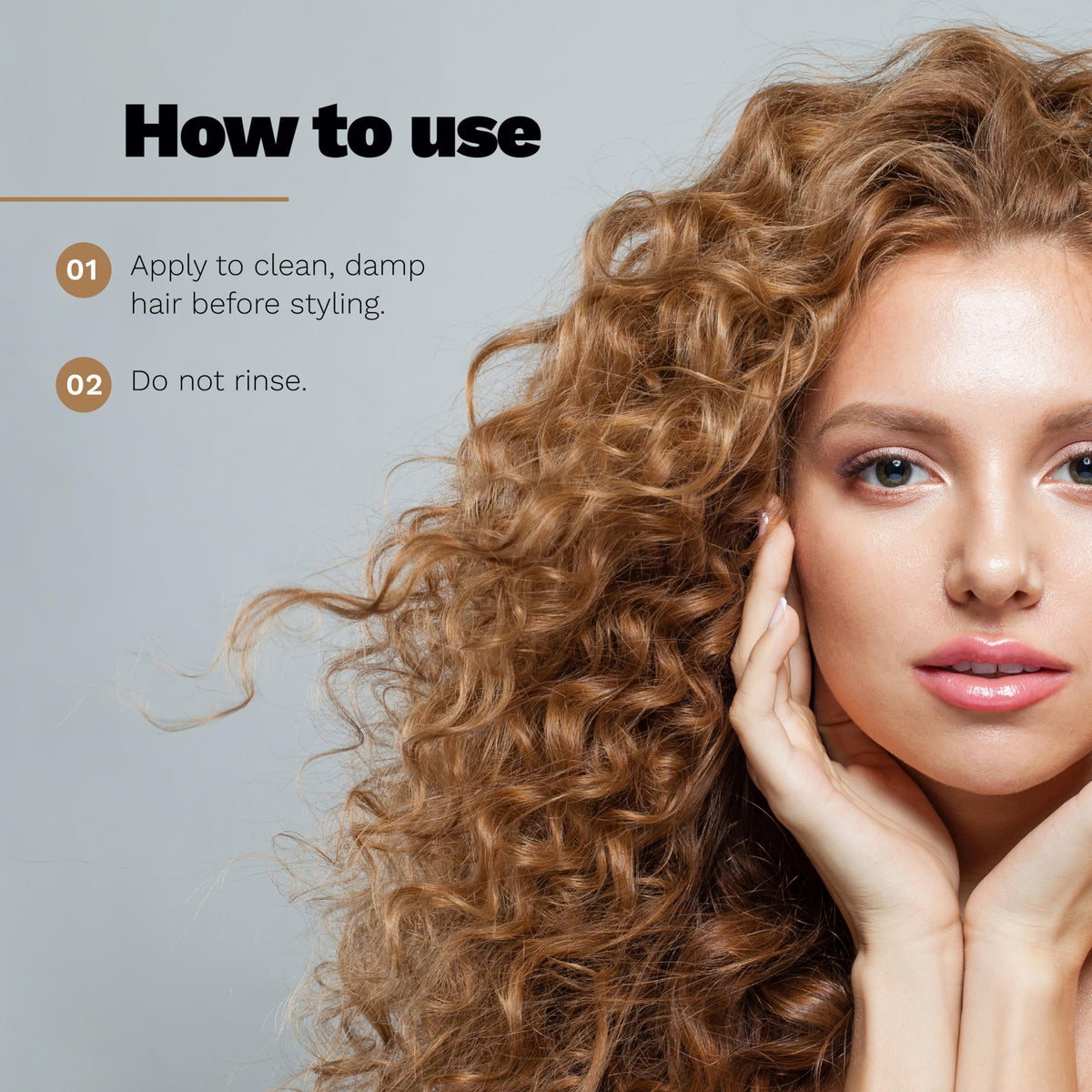 Ginger Milk being smoothed into curly hair for easier styling