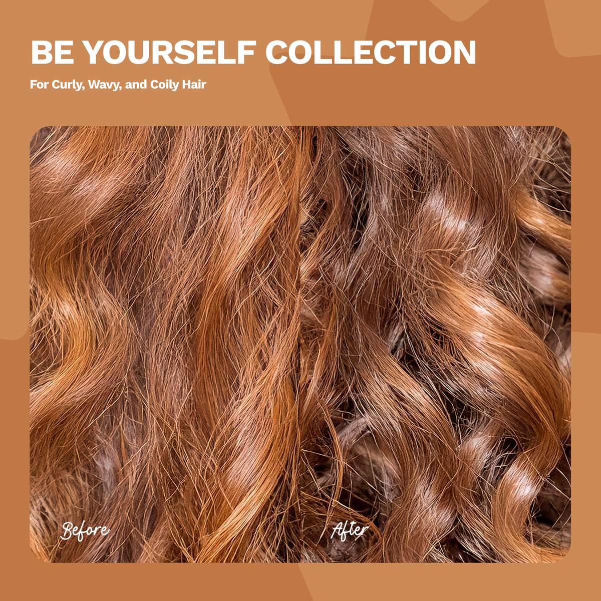 Ginger Milk before and after curly hair showing improved definition and frizz control