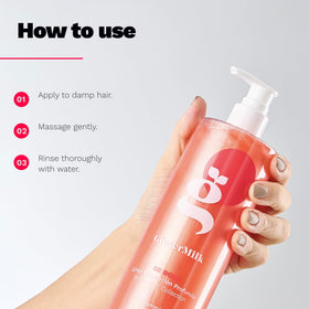 Ginger Milk foam lather on wet hair illustrating gentle, effective cleansing