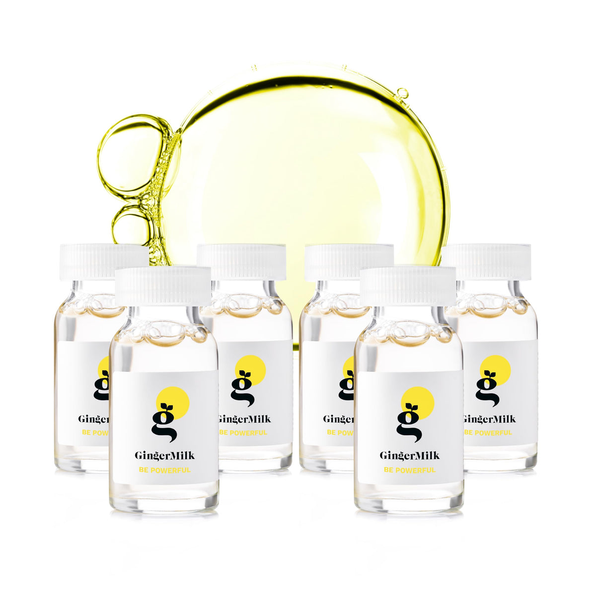 Ginger Milk front packaging showing ampoule box and brand benefits