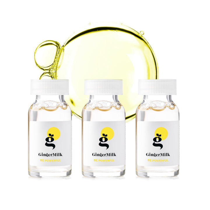 Ginger Milk front packaging showing ampoule benefits and branding