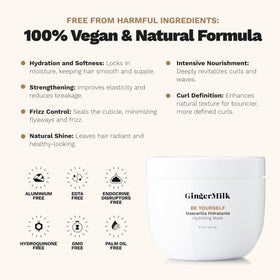 Ginger Milk applying mask to curly hair for easier detangling