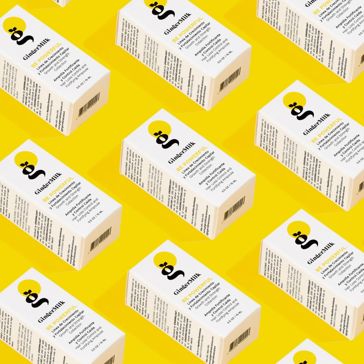 Ginger Milk ampoules styled on bathroom shelf for everyday routine appeal