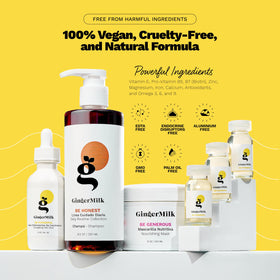 Ginger Milk Natural Care Be Honest Shampoo label highlighting gentle cleanse