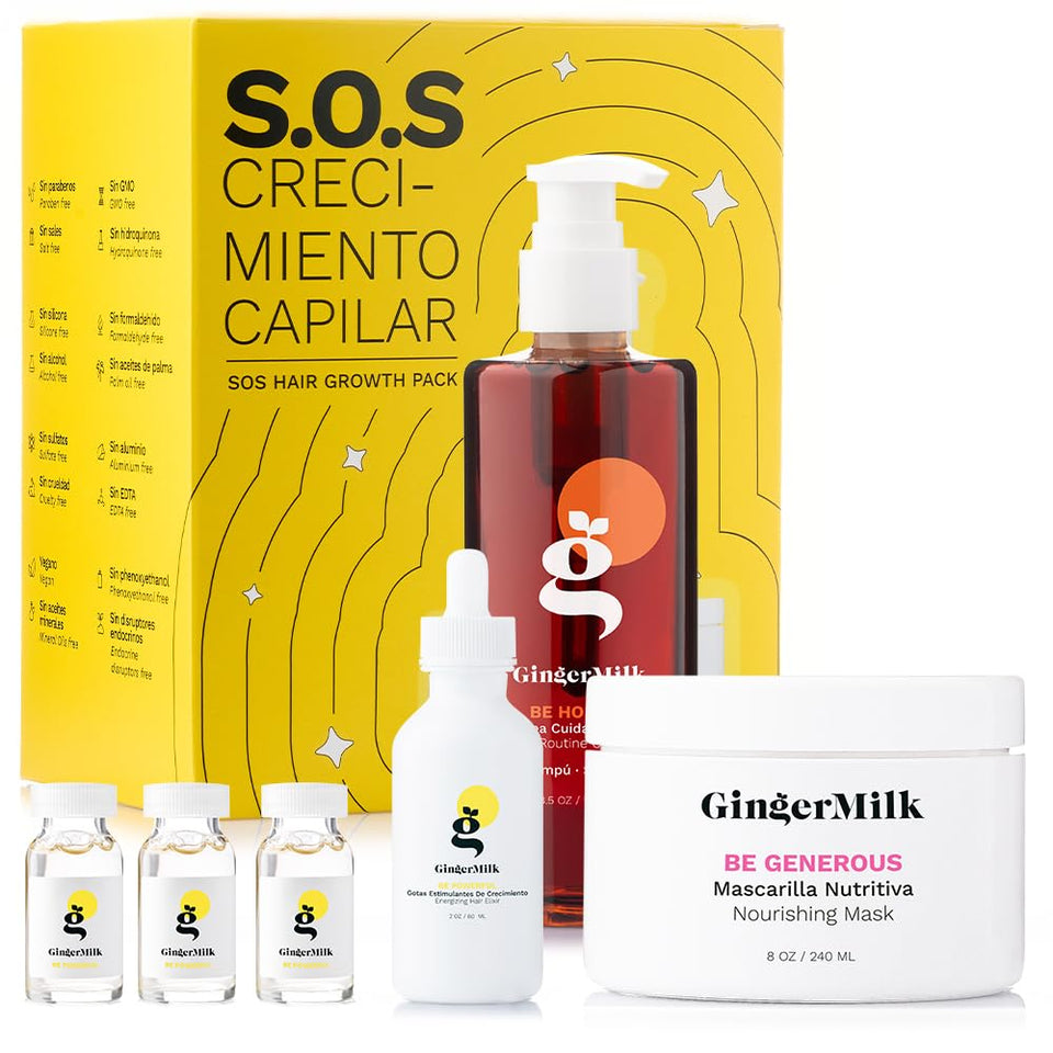 Ginger Milk Natural Care front packaging showing full SOS kit benefit