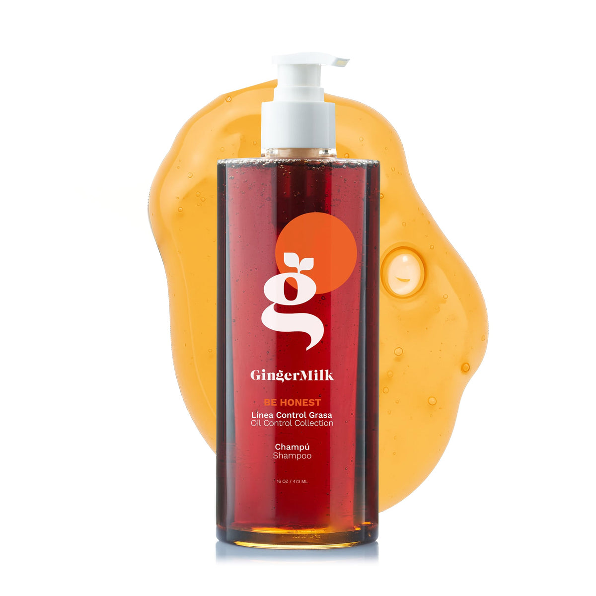 Ginger Milk Natural Care front bottle view showing 16oz packaging and daily shampoo benefits