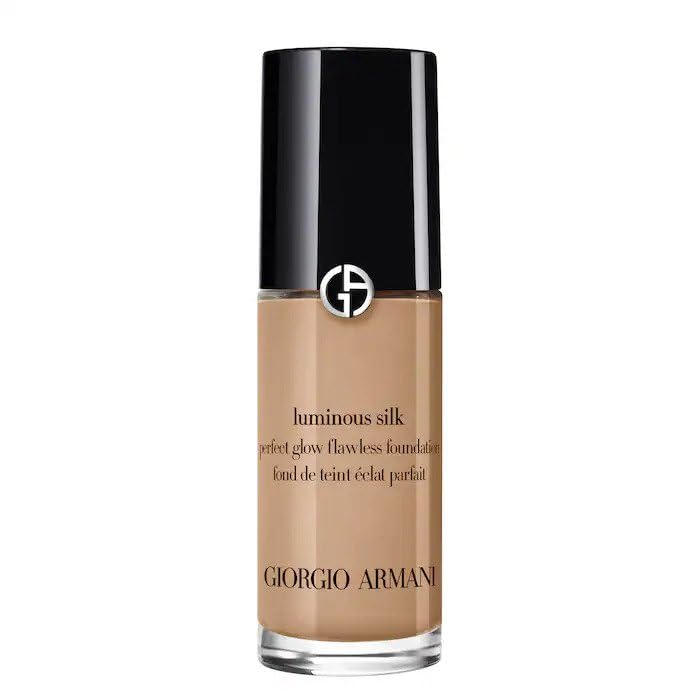 Giorgio Armani front bottle shot showing compact size and luminous finish benefit