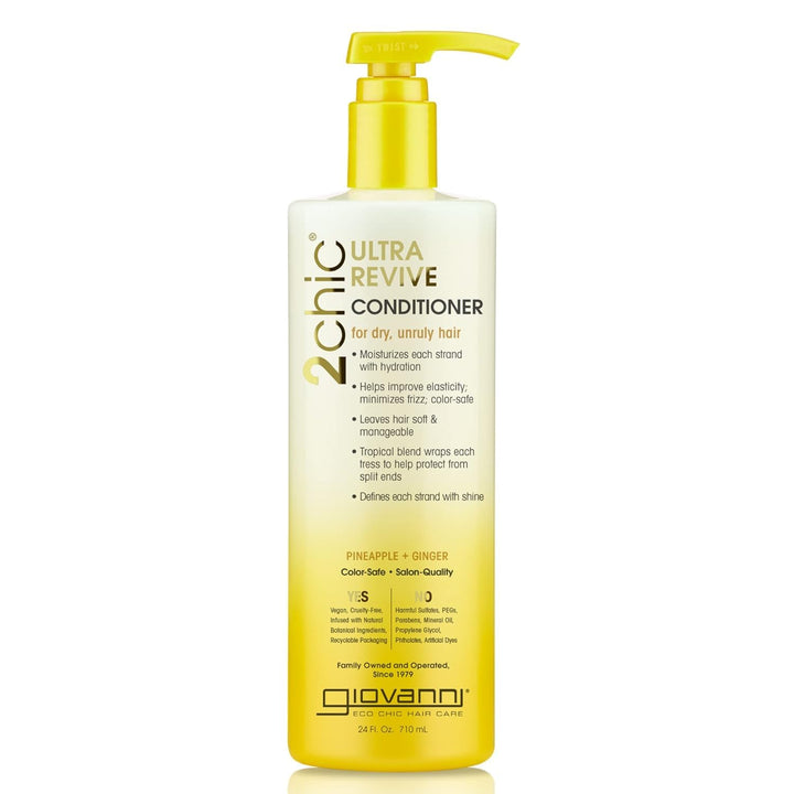 GIOVANNI front packaging showing 2chic conditioner benefits and branding